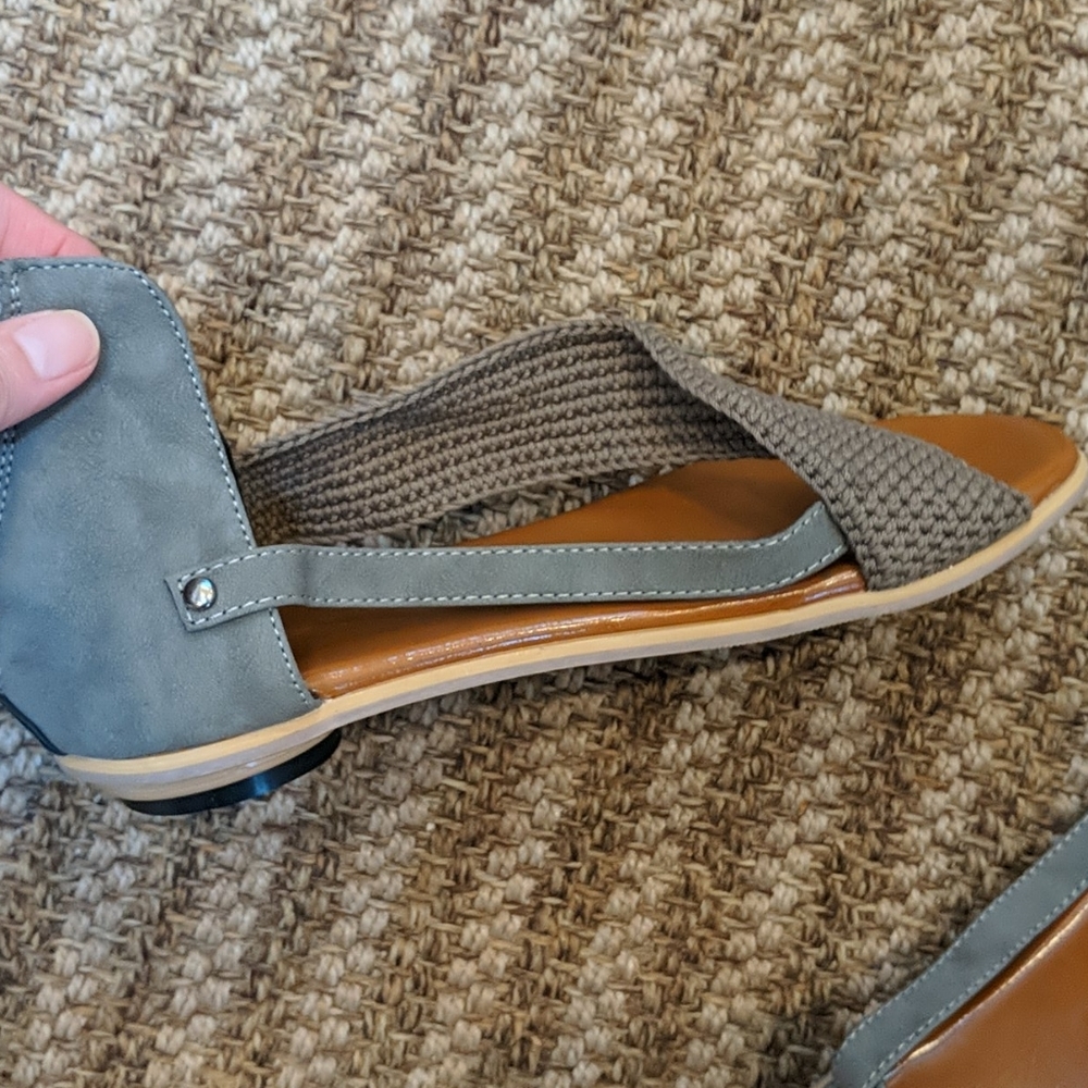 Suede and Knit Thong Sandals European 36 New - Picture 3 of 10